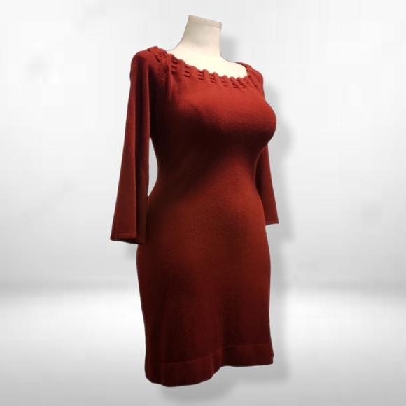 Connected Apparel Burgundy Long Sleeve SweaterDress Madmen Vibes - Picture 2 of 7